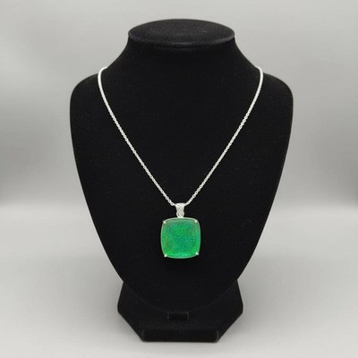 Monarch Opal Cushion Pendant 100 110 CT, Bright Forest Green Opal Pendant
