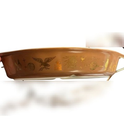 Vintage Pyrex Early American brown divided casserole dish 1.5 quart