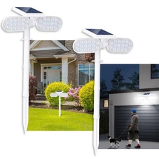 Solar Lights Outdoor Motion Sensor, 2500LM Lux Equivalent White Flood Lights ...