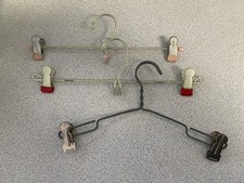 Very Vintage Lot of 3 Metal Adjustable Skirt Pants Hangers w/clips Belt Hooks