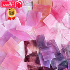 ILLUCKAI 2.2lb Pink Stained Glass Scraps, Irregular 1x2 inches,