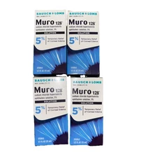 4x New Bausch + Lomb Muro 128 5% Ophthalmic Solution 0.5oz each, EXP 07/25