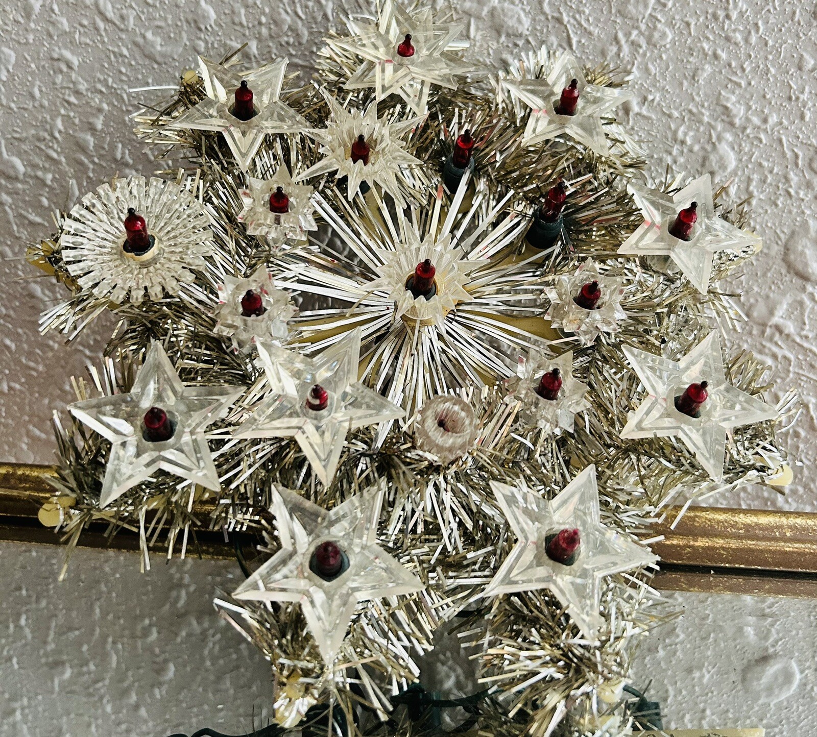 Vintage MCM Kitschy Sterling Silver 19 Light Star Tree Top Tinsel eBay