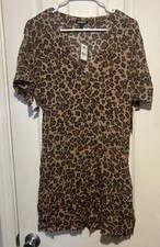 Express Women’s Leopard Button Front Dress Size Medium NWT 