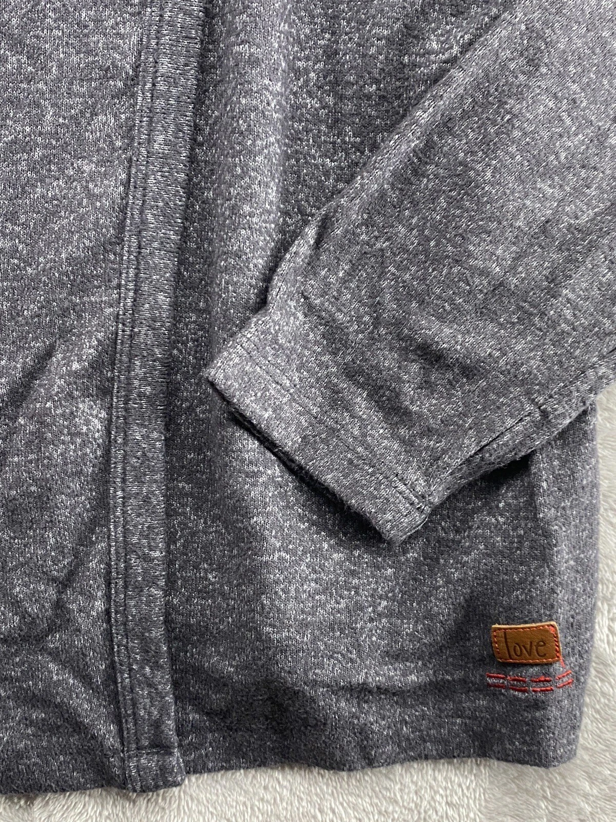 VETEMENTS Felpa con cappuccio Peace Love World donna taglia large grigio erica bianco blocco misto rayon