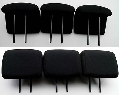 jeu de 3 appuie-tête noir banquette siege arriere Peugeot 207 avec 6 guides
