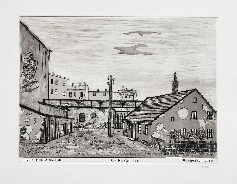 Ann Kienert Radierung 1981 Bonhoeffer Ufer Berlin Charlottenburg Urban Art