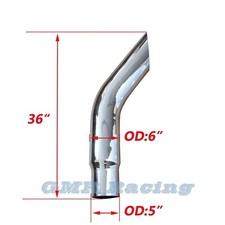 6-5 Od Chrome Bull Horn Stack Pipe Semi Truck 36 Length Tube Exhaust Tailpipe