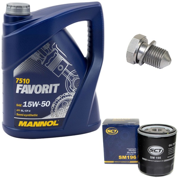 MotoröL ÖLfilter SM196 15W50 5 Liter + ÖLablassschraube FüR Seat Arosa VW Lupo-image