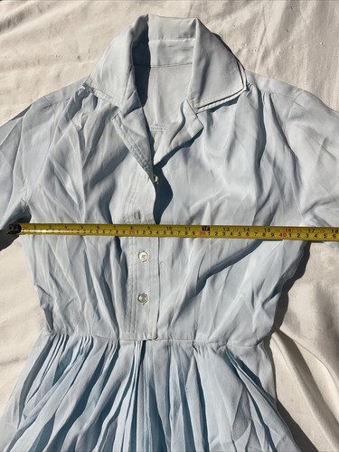 Vtg 40’s 50’s West Guzy fashion chiffon Dress Sailor Collar ruffled skirt blue - Picture 10 of 16