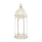 Graceful Distressed White Large Candleholder Lantern
