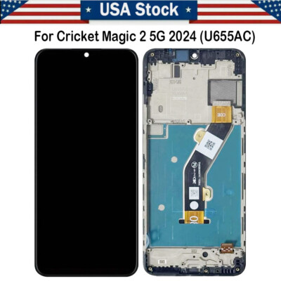Replace For Cricket Magic 2 5G 2024 U655AC LCD Display Screen Digitizer +Frame