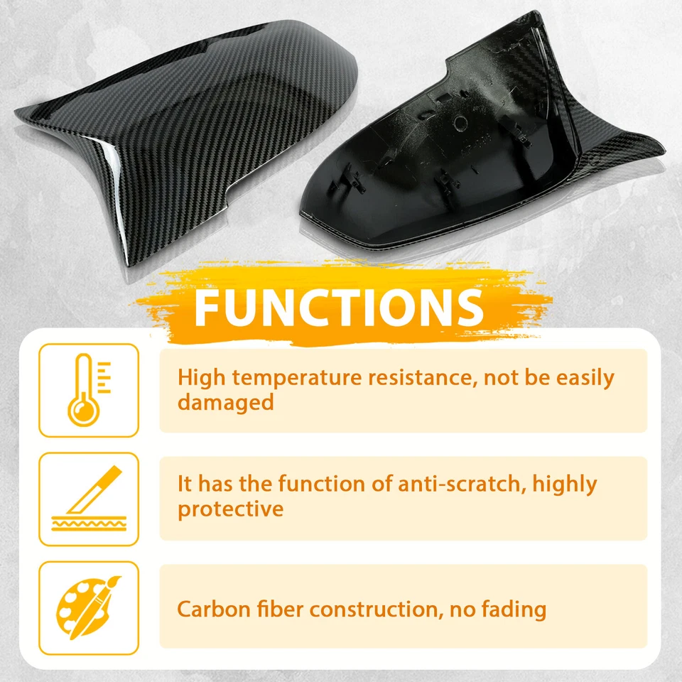 2x Tapa de cubierta de espejo retrovisor lateral de fibra de carbono para BMW Serie 3 M3 F20 F21 F30 F32 320i Foto 3 de 4