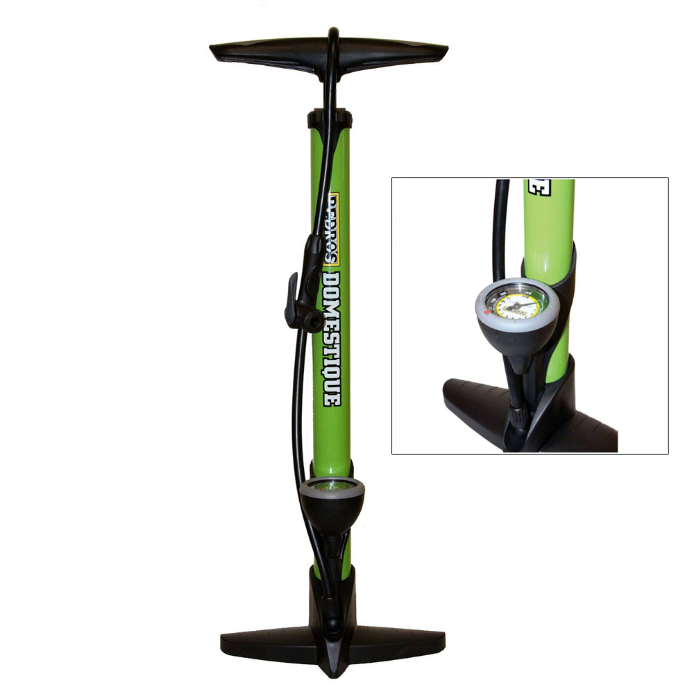 Pedros Domestique Bike Floor Pump TwinValve w/ Gauge 120 PSI Green