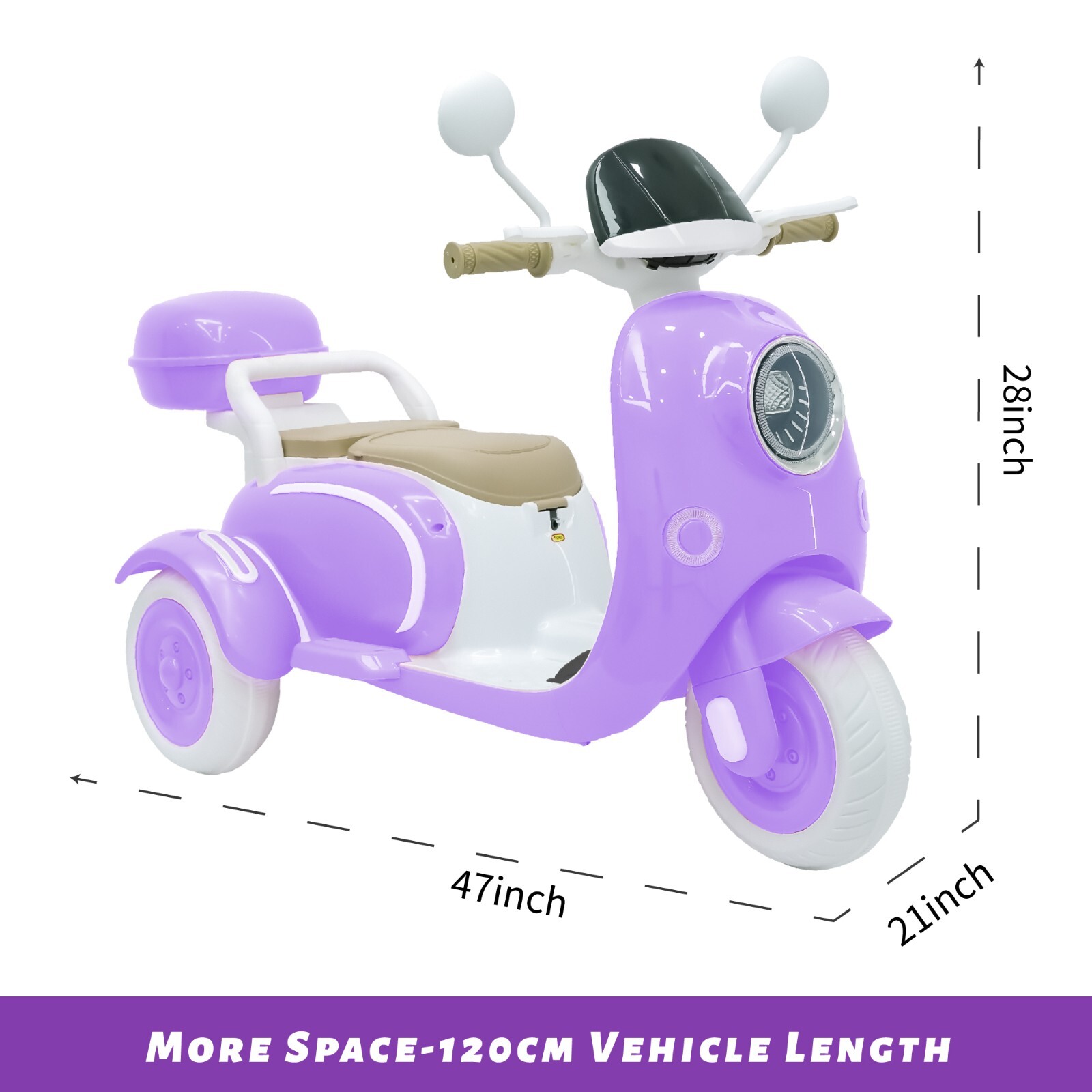 12V Kids Ride on Toy Electric Moped Motorcycle 2 Seater w/ Bluetooth LED Lights