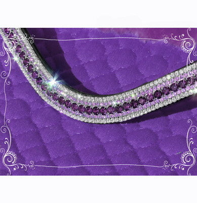 FSS Glimmer Kristall Stirnband AMETHYST PFLAUME VIOLETT FLIEDER 5-reihig Glitzer U Kurve Form