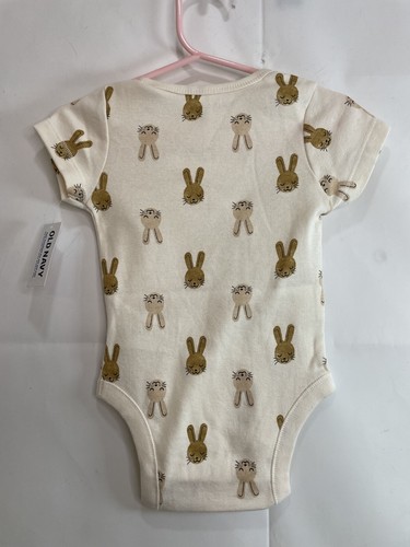 Old Navy Baby Size 6-12M Beige Bunny Graphic Snap Bottom One Piece - Picture 6 of 12