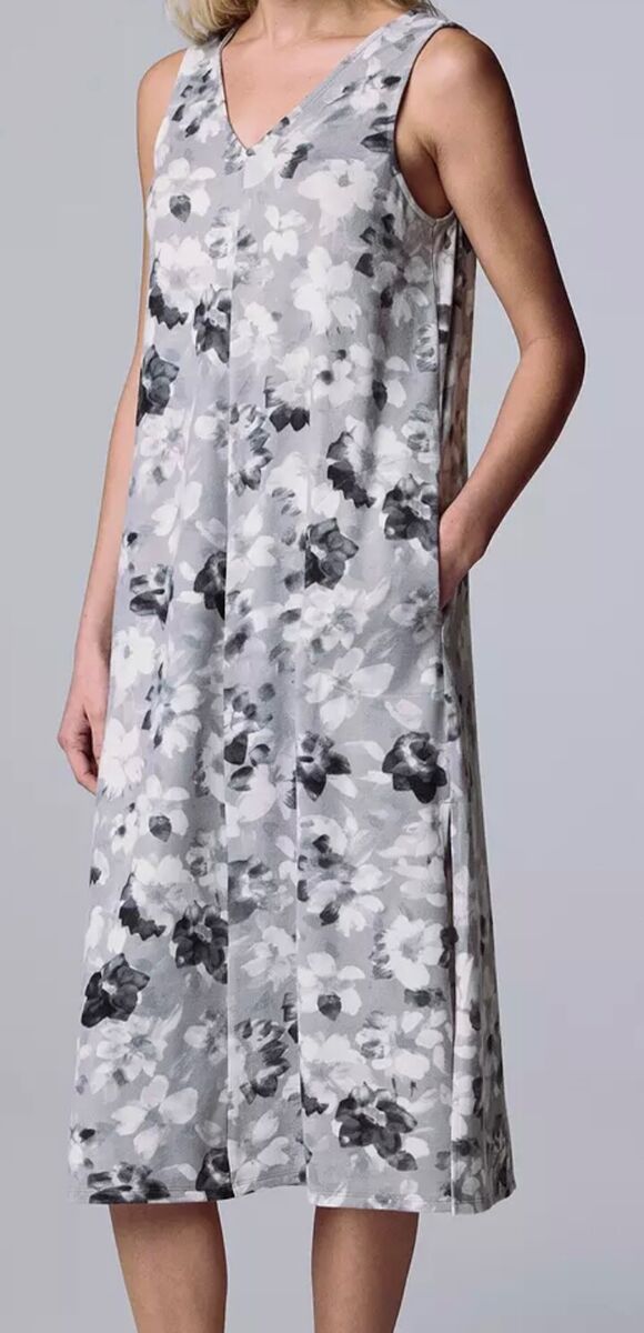 SIMPLY VERA WANG Long Nightgown Chemise Large / L - Gray SIMPLY VERA WANG Long Nightgown Chemise Large / L - Gray