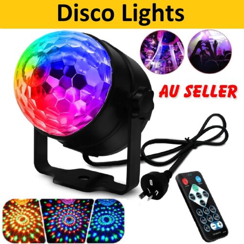 USB Disco Lights Party DJ LED RGB Stage Lamp Strobe Crystal Magic Ball Remote AU - Picture 1 of 12