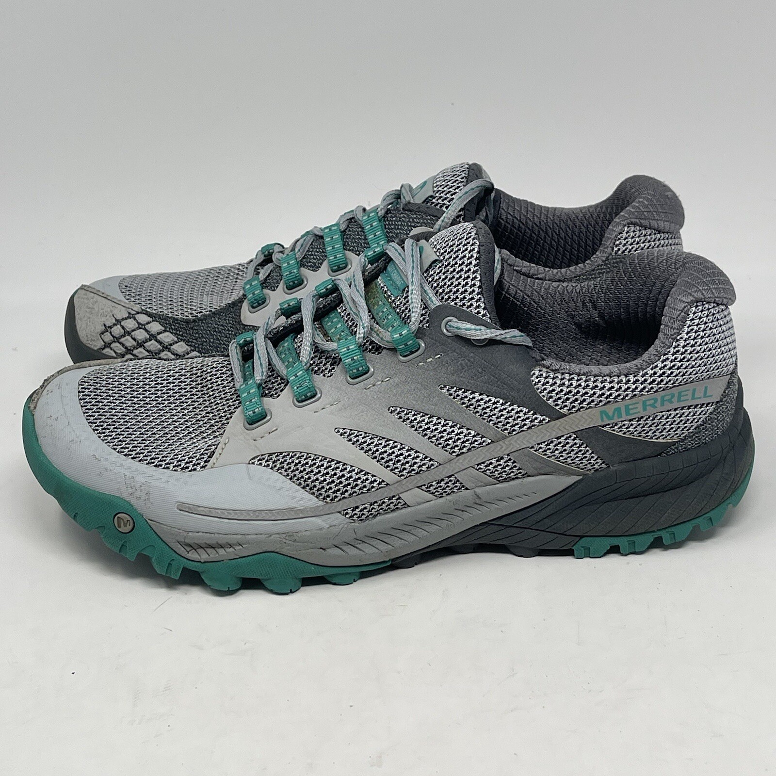 Scarpe Merrell Allout Charge donna 9 5 grigio verde trail terreno running sneakers