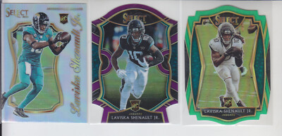 (3) 2020 Select Laviska Shenault RC Certified Silver, Purple Die Cut, Green 159