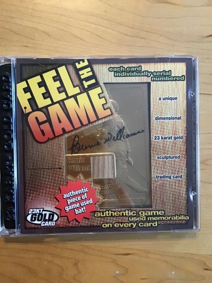 2000 Feel The Game 23KT Bernie Williams Gold Card w/ Game