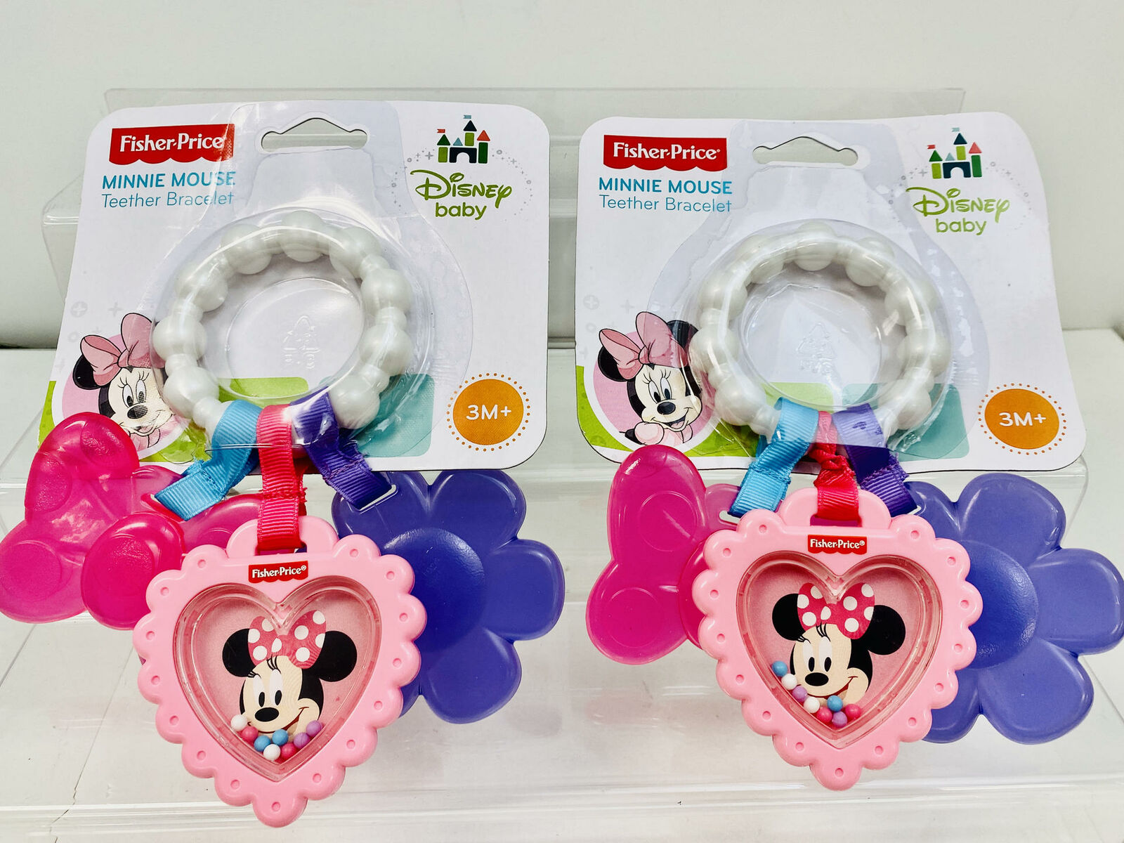 2-Pack of Fisher-Price Minnie Mouse Teether Charm Bracelet w/ Built-in Rattle