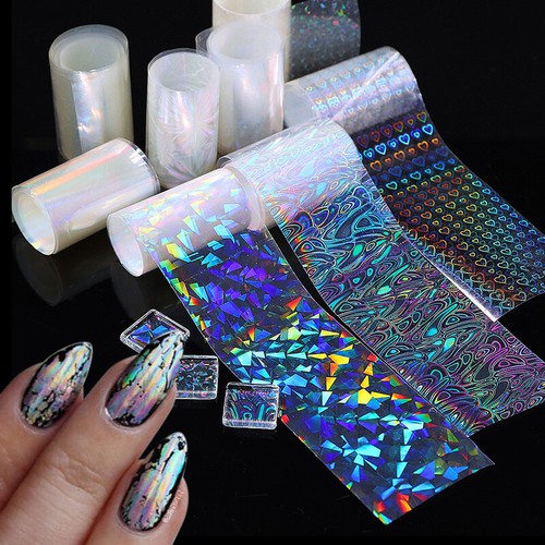 Colorful Glitter Starry Foils Nail Transfer Sticker Nail Wraps Decal Manicure