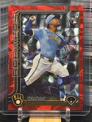 2025 Topps Series 1 Carlos Rodriguez Red Diamante Parallel /5 #16 RC Rookie WOW!