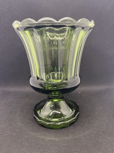 -Vaso vintage a pedalo in vetro verde avocado base alta 6" usato- - Foto 10 di 10