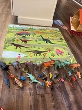 Meigo Dinosaur Play Mat Jurassic Colorful No Slip Skid Bottom 31" w 36 figures