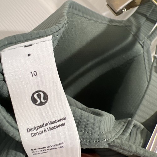 NWT Lululemon Like a Cloud LL Bra D/DD Ribbed Grey Eucalyptus Size : 10 - Picture 8 of 8
