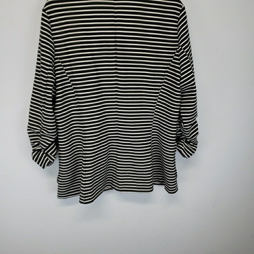 Karen Kane Black & White Striped Button Front Blazer Jacket Size XL Pockets - Picture 10 of 13