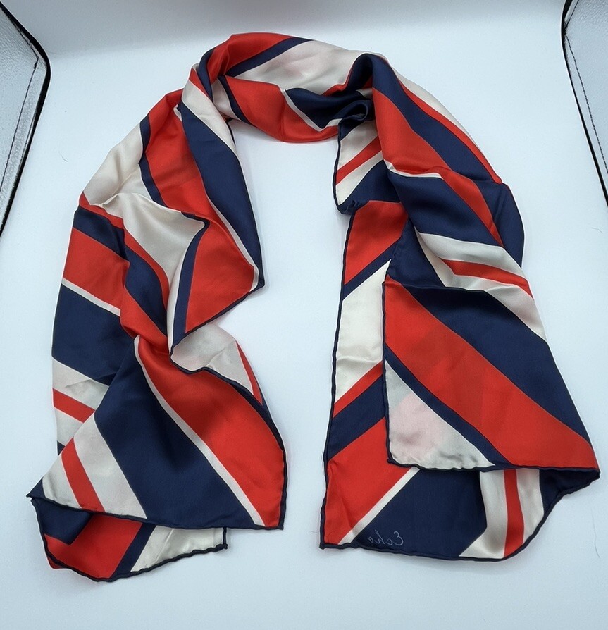 Scarf Echo Vtg Rectangular Retro Block Stripe Red… - image 5