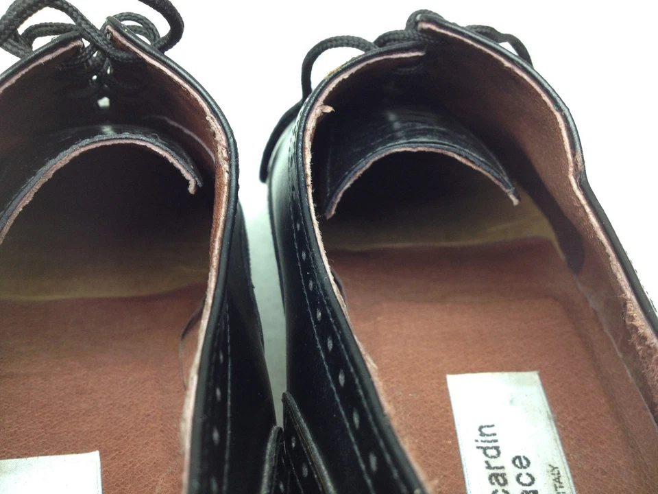 BLACK LEATHER PIERRE CARDIN  MADE IN ITALY WING TIP BUSINESS SHOES SIZE 11 M - Image 3 of 4