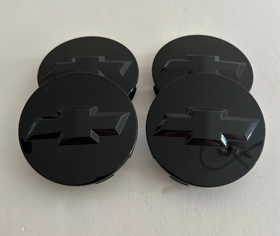Emblema preto brilhante Chevy Wheel Center 4 tampas preto para Chevrolet Silverado Tahoe - Imagem 2 de 3