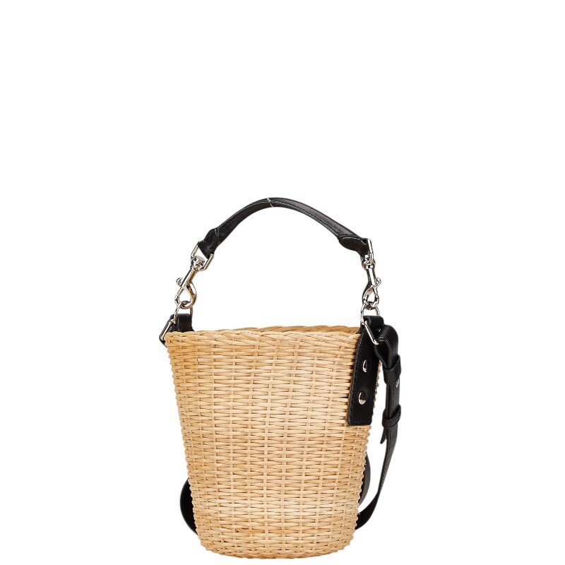 AUTENTICA BORSA CESTINO SAINT LAURENT PANIER BORSA 2 VIE BEIGE NERA RAFIA DONNA F S