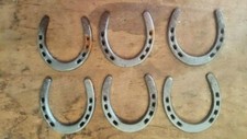 6 Large Lucky Horse Shoe Rustic Cast Iron 4 1/2" Set of 6 Decorative Farmhouse