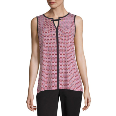 liz claiborne womens round neck sleeveless blouse