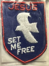 JESUS SET ME FREE with White Dove Patch Vintage Voyager Originals