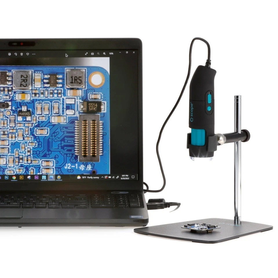 Q-Scope 500 X 2 МП портативный USB цифровой микроскоп со светодиодной подсветкой + стойка - Изображение 3 из 4