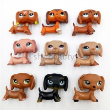 2X Figura de animal cachorro marrón bronceado perro salchicha juguete LPS tienda de mascotas aleatoria