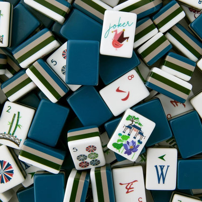 160 American Mahjong Tiles 4-Layer Acrylic Dark Blue Theme Engraved Set