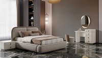 **Schlafzimmer Set Bett Nachttisch Schminktisch Hocker Modern Beige