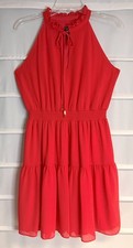 Vince Camuto Orange Polyester Elastic Waist Lined Halter Dress Size 8 EC!