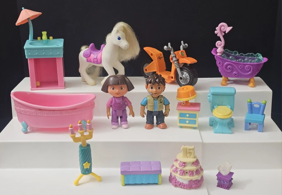 Dora The Explorer Diego Boots Backpack Tico Isa Swiper Benny Pony Furniture Lot - Image 2 of 4