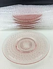 Set Of 6 Anchor Hocking Pink Depression Hobnail Vintage 6 1/8” Sherbet Saucer