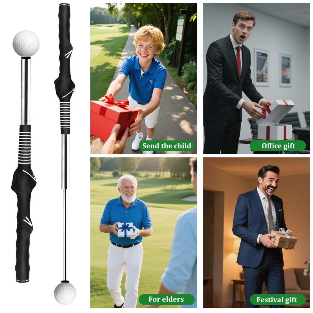 Retractable Golf Swing Aid w/Rhythm Click Sound Golf Grip Trainer Speed Trainin~