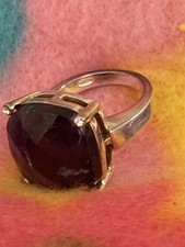 Sterling Silver 925 Natural Purple Amethyst 15 Carat Ring Cishion Cut Size 5
