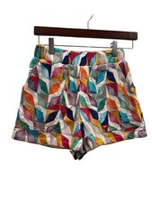 Wila Story Womens XS Embroidered Geometric Diamond Shorts Multi Color USA Made